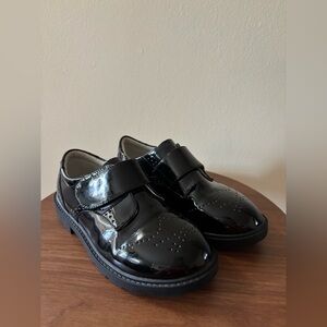 Elegant Black Kids Patent Leather shoes with Velcro Strap